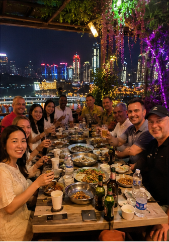 D&icirc;ner de bienvenue du groupe du voyage &agrave; Chongqing d&rsquo;A Foreign Affair