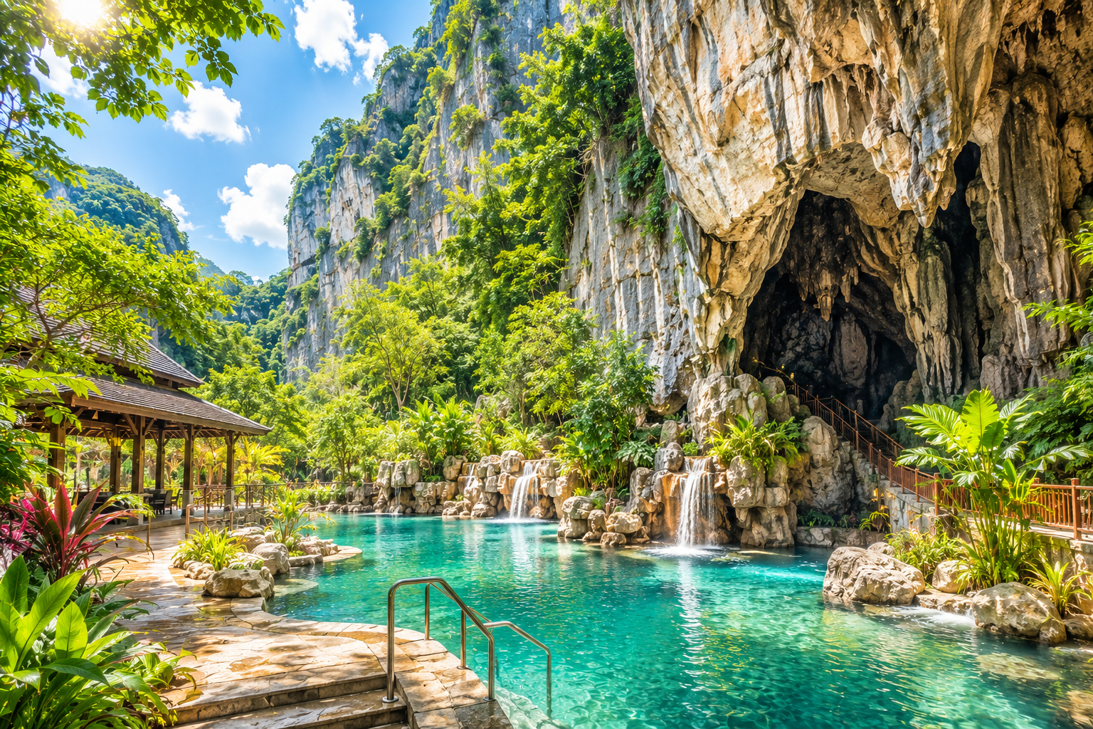 Grottes calcaires et paysage naturel du Banjaran Hotsprings Retreat en Malaisie