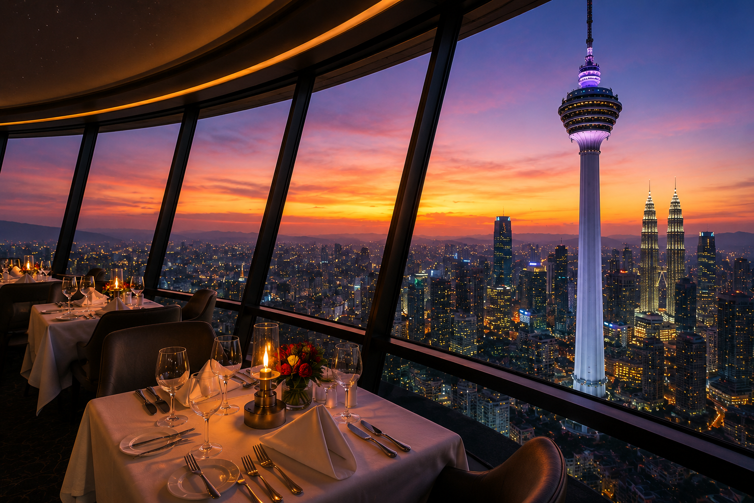Vue depuis le restaurant de la tour de Kuala Lumpur