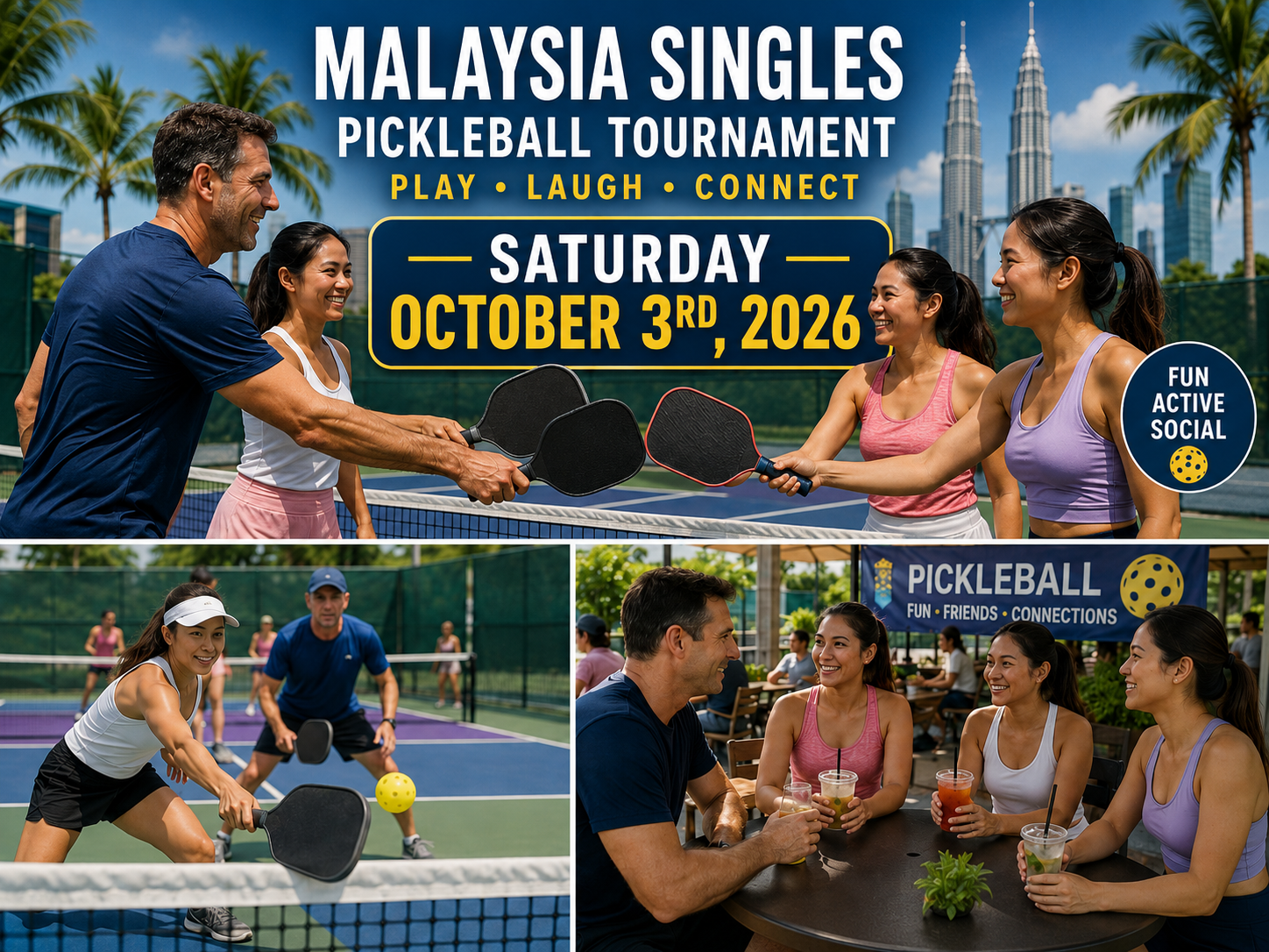 &Eacute;v&eacute;nement social de pickleball pour c&eacute;libataires pendant le voyage en Malaisie