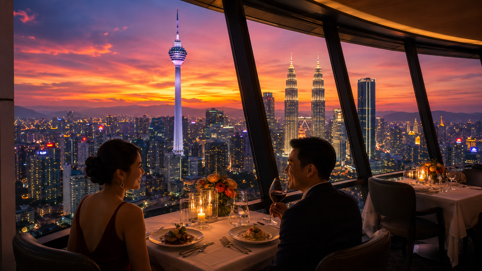 D&icirc;ner en soir&eacute;e pendant le voyage pour c&eacute;libataires en Malaisie