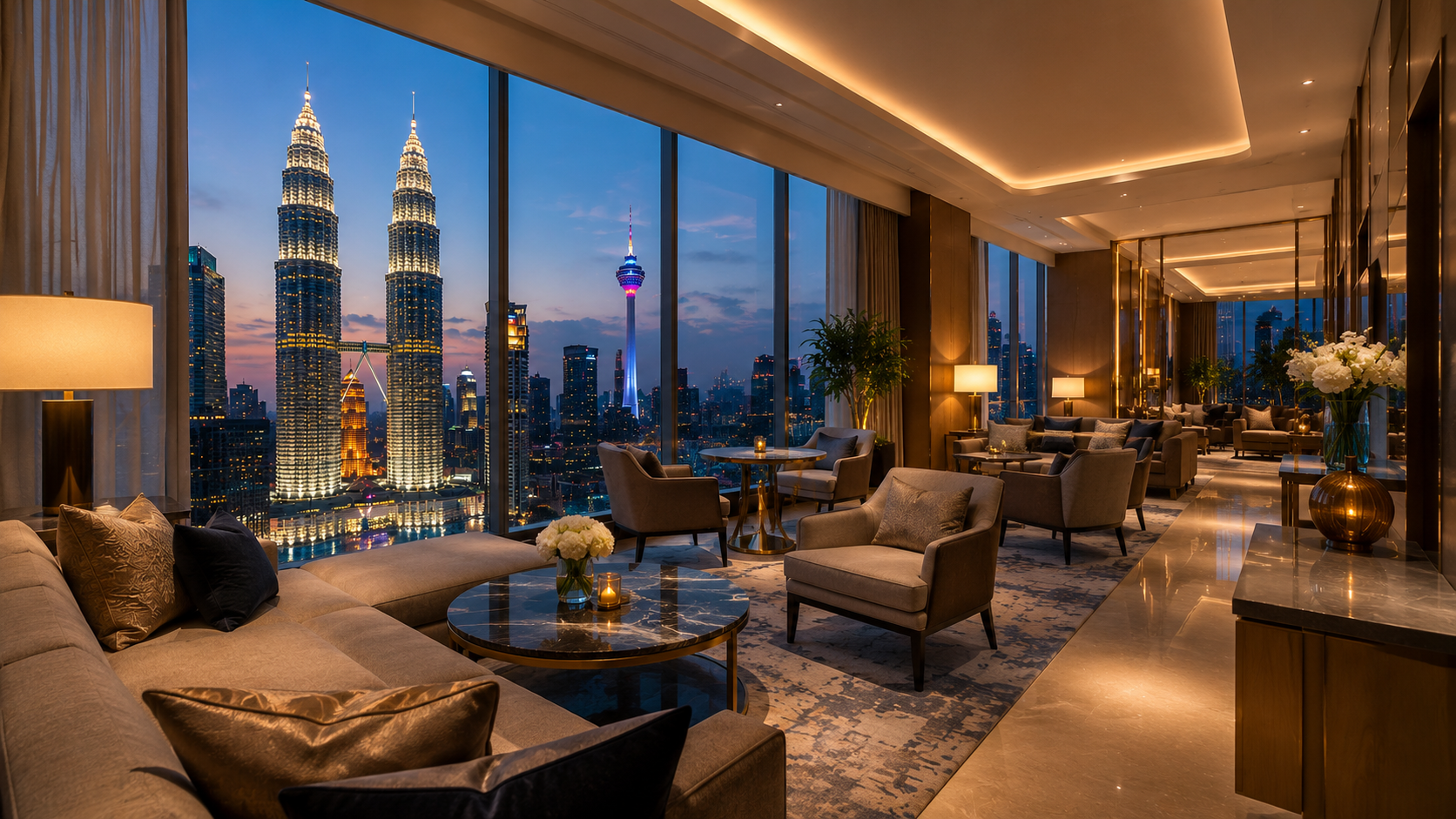 Salon &eacute;l&eacute;gant de l&rsquo;h&ocirc;tel Star Suites KLCC pendant le voyage en Malaisie